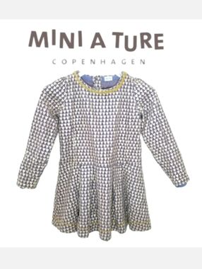 Mini A Ture Copenhagen Purple & Metallic Silver Print Bead Trim Cotton Dress 6